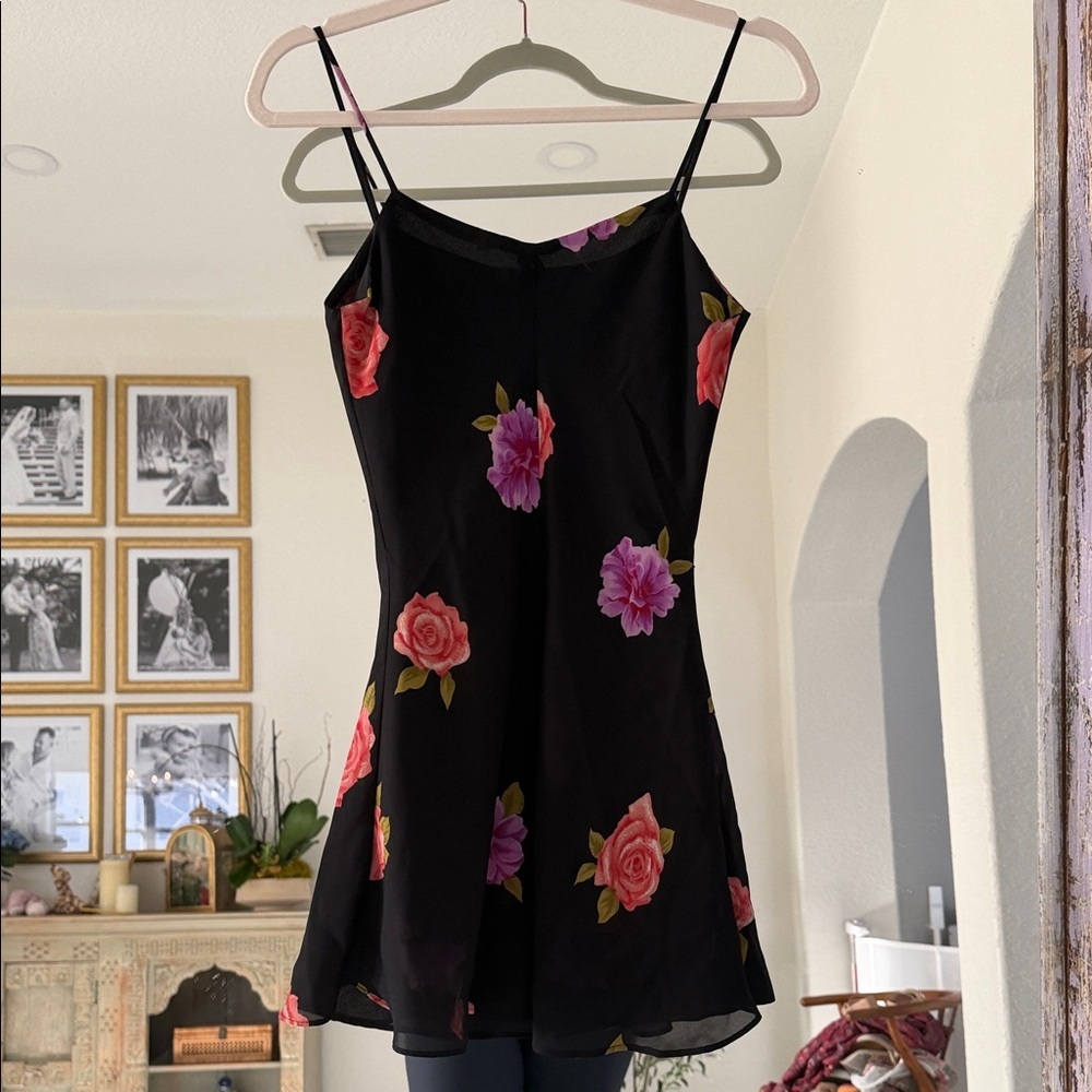 Vintage Steppin' Out Floral Black Mini Dress - Picture 4 of 4
